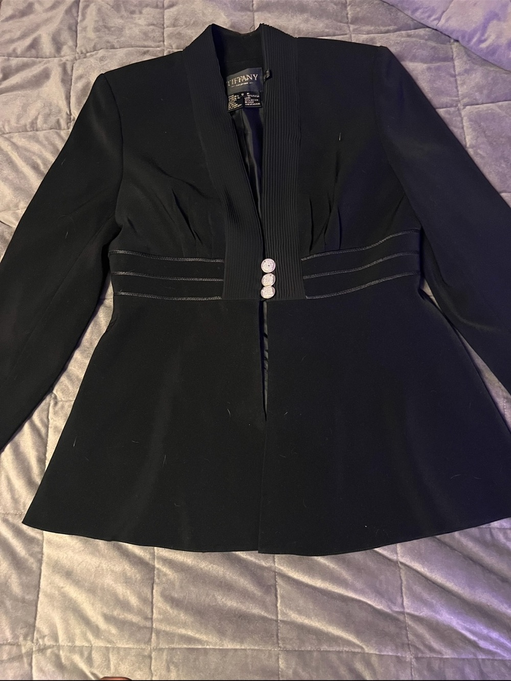 Tiffany & Co. Black Women's Tailored Blazer with Decorative Buttons